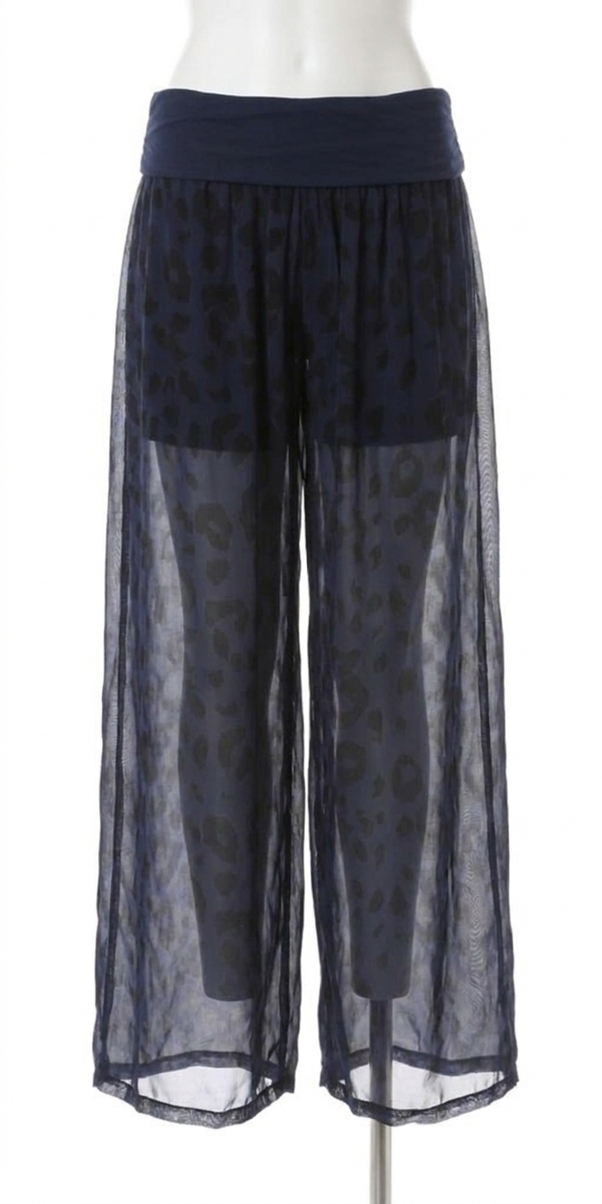 NEW GIGI MODA lyda leopard print pants in navy